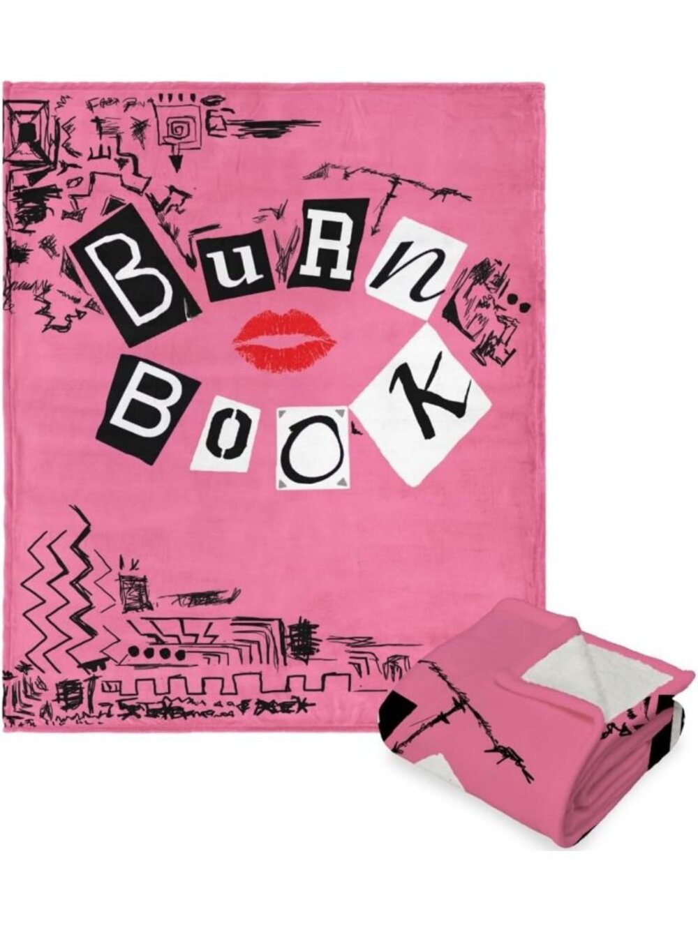Cozy Mean Girls Sherpa Throw Blanket, 50" x 60", Soft Silk Touch, Burn Book